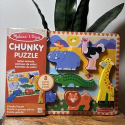 Melissa & Doug Safari Wooden Chunky Puzzle Wild Animal Theme (8 Pcs) 