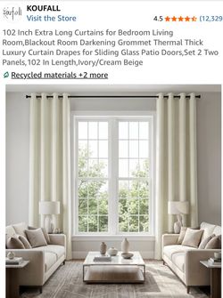 4 Extra-Long Blackout Curtain Panels – Ivory/Cream – 102” Length