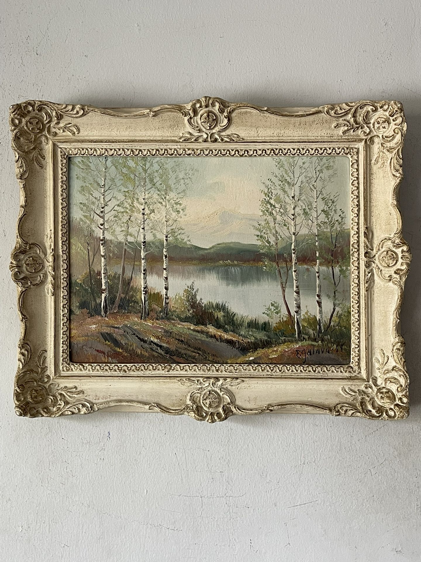 ERKKI JALAVA ANTIQUE CANADA PLEIN AIR LANDSCAPE OIL PAINTING OLD CANADIAN LAKE