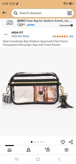 Clear Crossbody Bag with Gold Zipper