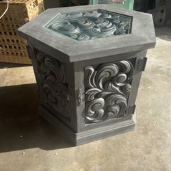 Solid Wood Hand Carved End Table