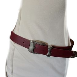 Vintage Red Western Style Italian Garuglieri Leather Boho Belt Sz Small 37.5” L