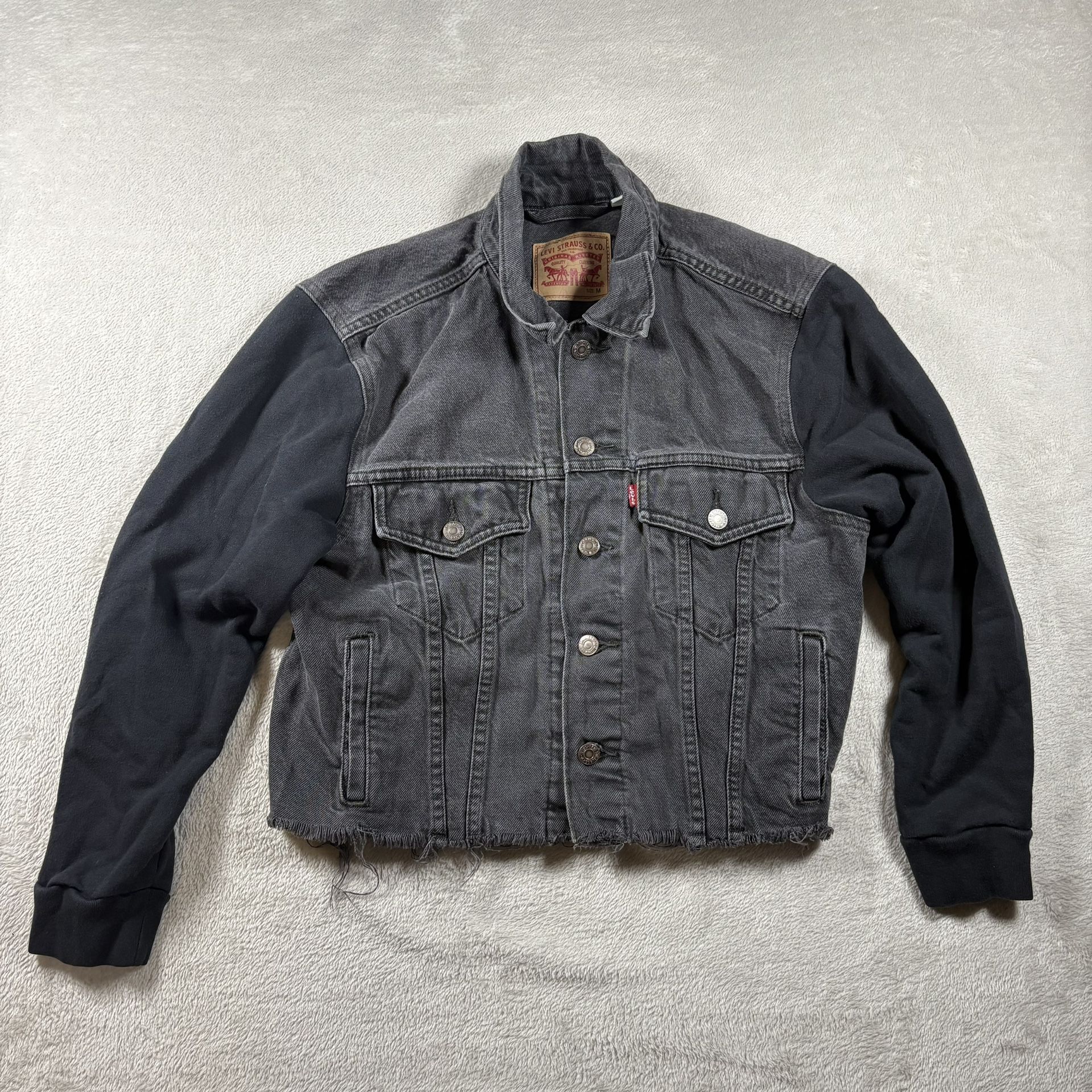 Levis Trucker Jacket Womens M Black Denim Jean Pockets Classic #1705