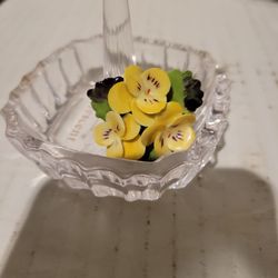 Staffordshire Yellow Flower Brooch Pin English Porcelain F9