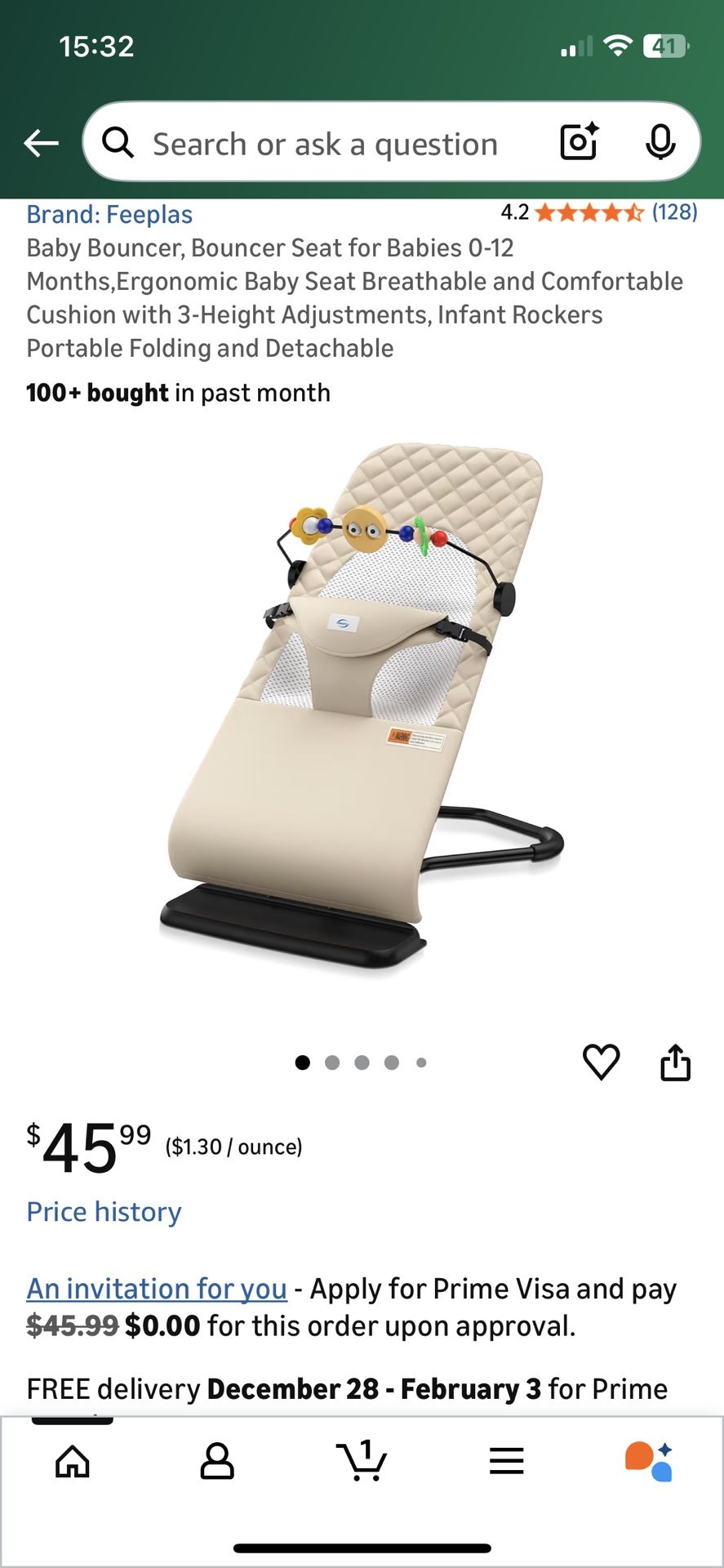 Feeplas Ergonomic Baby Bouncer