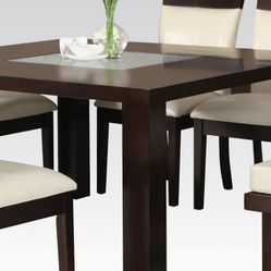 Square Bar Hight Dinning Table With 6 Leather Chair Stools, Glass and White Stones decor In Glass!