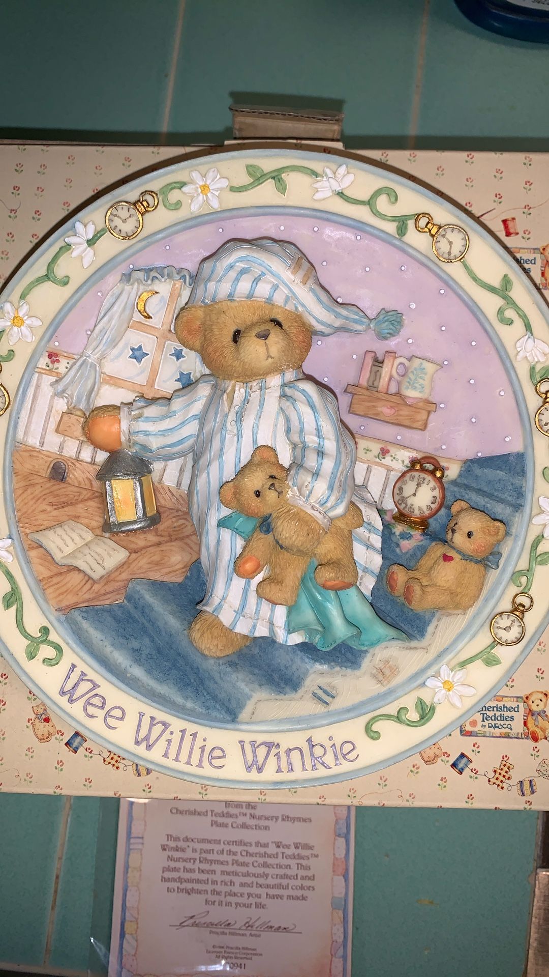 Cherished Teddies New Wee Willie Winkle 6 1/2” Plate