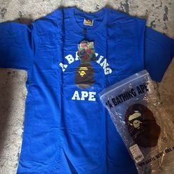 Bape Blue College Tee (Size Medium)