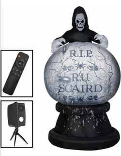 Halloween Airblown 8.5-ft Grim Reaper w/ L.E.D. Projection Images. L@@K!