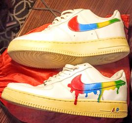 Nike Air Force 1 Custom Rainbow Paint Drip Sneakers
