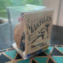 RARE FIND! Vintage MARBLES SHOOTING GAMES with Leather / Suede Pouch & Marbles