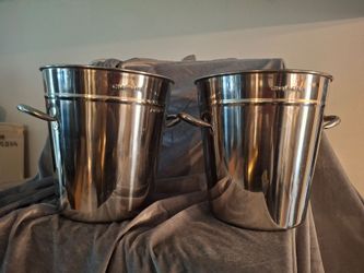 Set of 2 Chefmate Stainless Steel Wine Chiller Buckets
