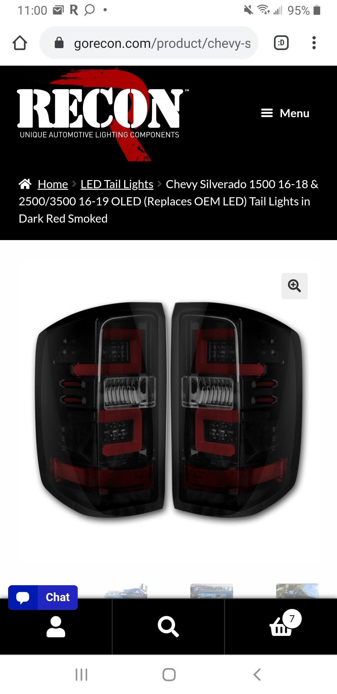 Recon smoked LED tail lights for Chevy Silverado