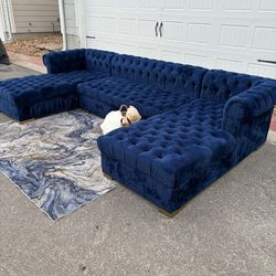Sectional - Blue Velvet - Free Delivery