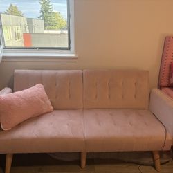 Brand New Pink futon couch with USB charging ports 65 inch