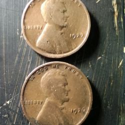  1926 And 1927 Wheat Pennies 