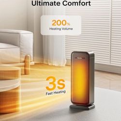 PELONIS Space Heater Indoor With 75 Oscillation & Remote, 16 Inch Portable Wi...