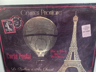 a kind Paris Eiffel Tower Wall Art French Carte Postal Hot Air Balloont Decor