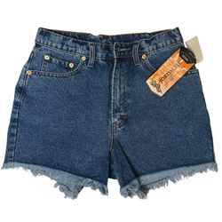 Vintage 90s Woman’s Jordache High Rise Denim Shorts 11/12 Blue Cutoff  Hem - New
