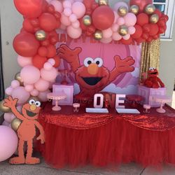 Elmo girls first birthday decoration party