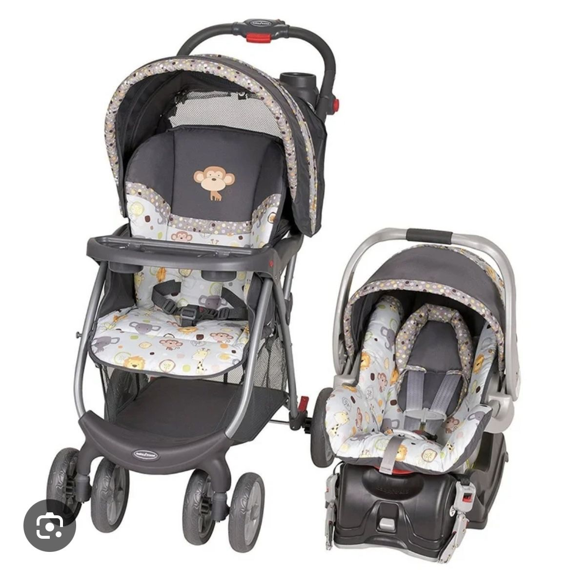 Baby Tends Car Seat And Stroller