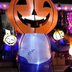 8.5 FT Giant Pumpkin Halloween Inflatable Outdoor Yard Decoration with LED Lights