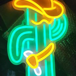 Cactus Neon Sign Cowboy Hat Neon Light