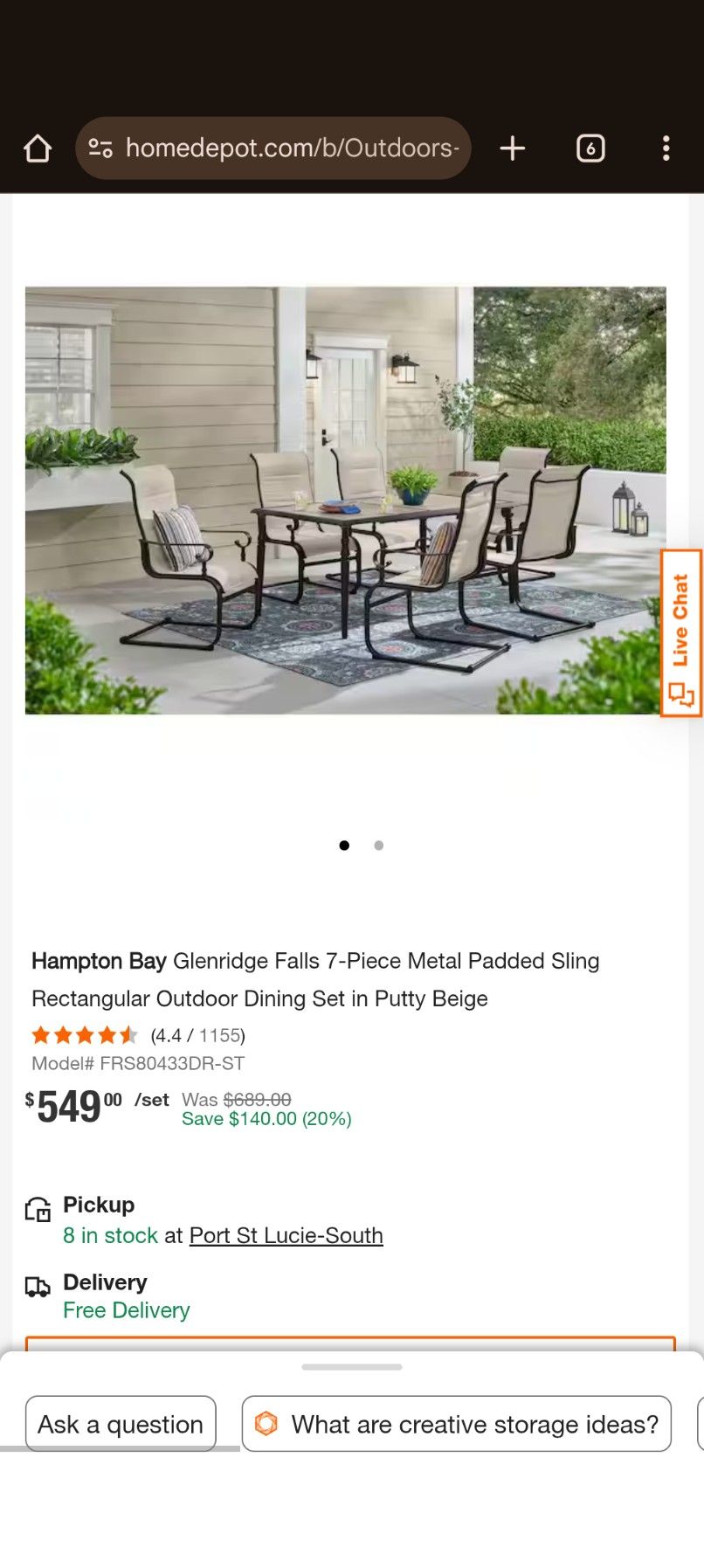 Hampton Bay Patio furniture