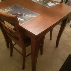 Wood Table Two Chairs 