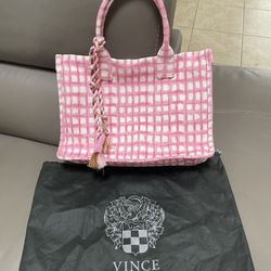 Vince Camuto Canvas Tote In Waterpink