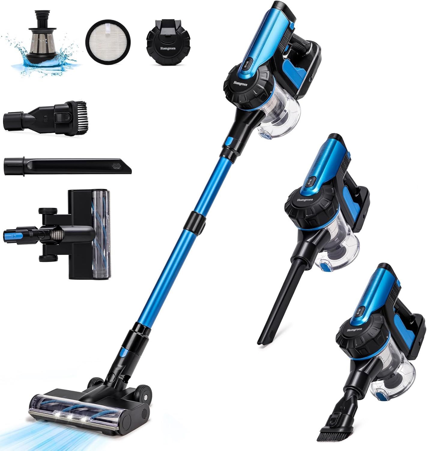 Cordless Vacuum Cleaner, Powerful Suction Stick Vacuum Cordless Rechargeable with HEPA Filters, Hand Held Vacuum Cleaner for Hard Floor Carpet Pet Hai
