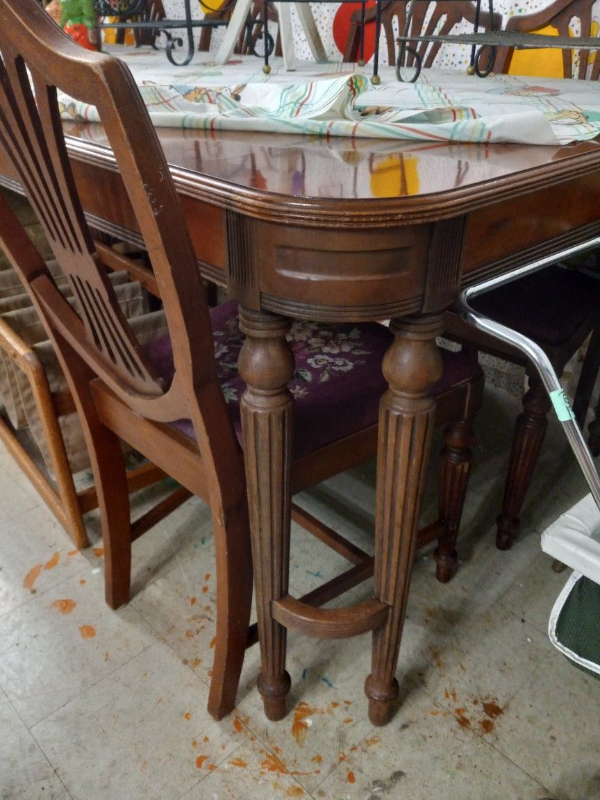 Antique Lenoir Style Shield Back Dining Chairs And Table Drexel Duncan Phyfe Hepplewhite