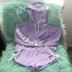 NWOT VS Pink Hoodie And Shorts Set