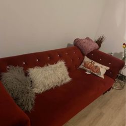 Red Upholstered Diamond Couch 