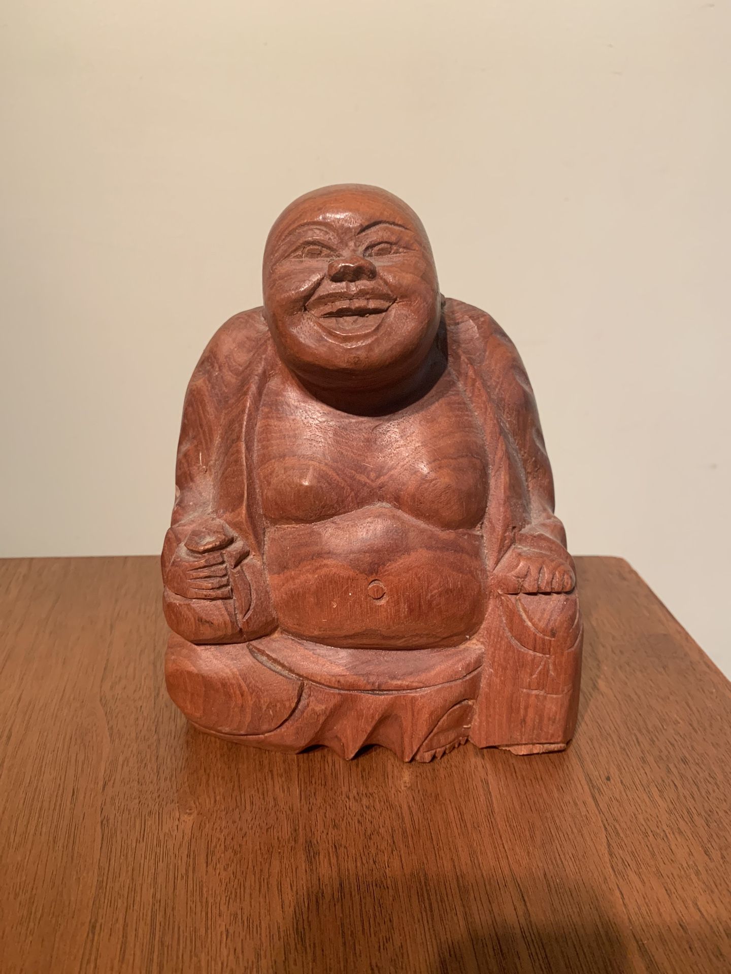 Vintage Wooden Curved Buddha Statue