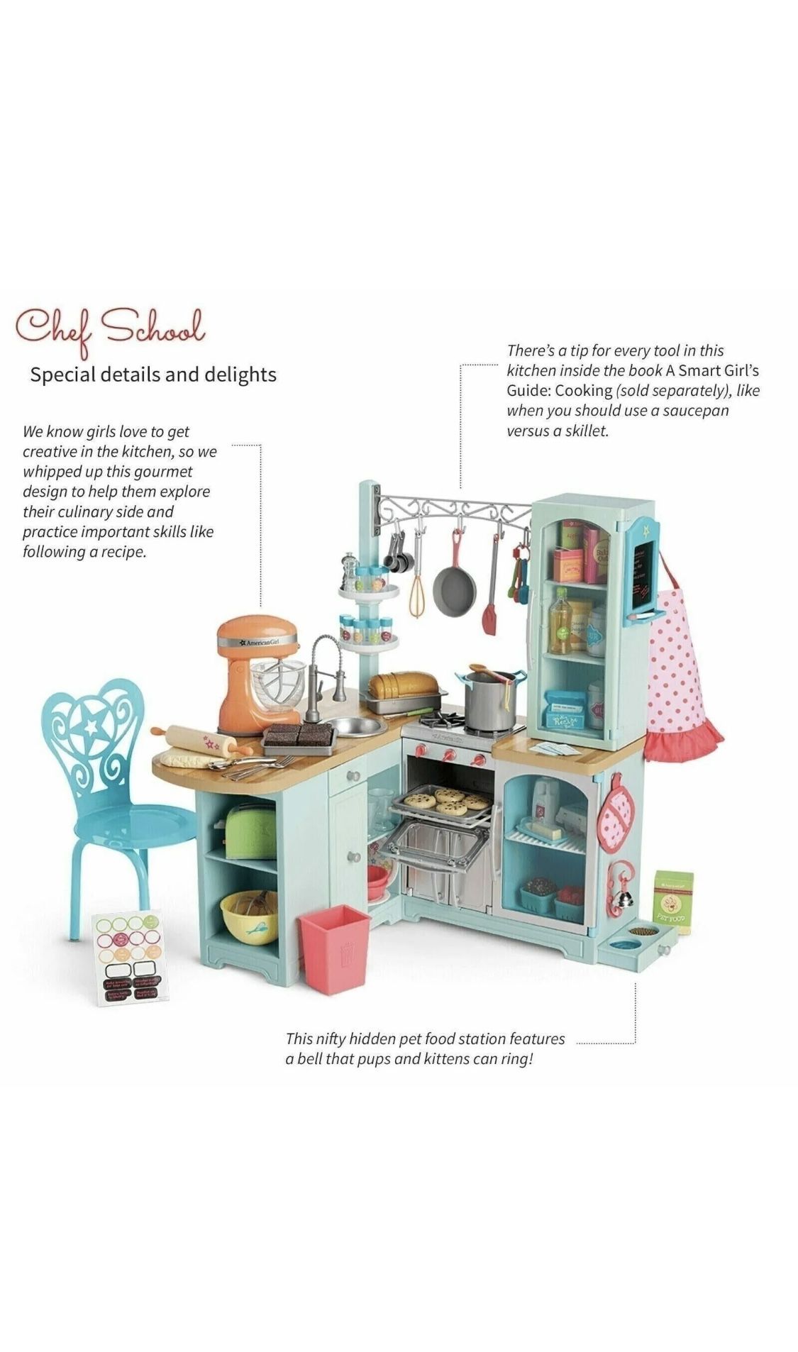 American Girl Doll Gourmet Kitchen + Melody Dining Set