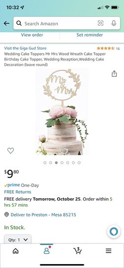 Mr And Mrs Wood Wedding Cake Topper Thumbnail