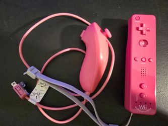 Pink wii motion plus controller with nunchcuk