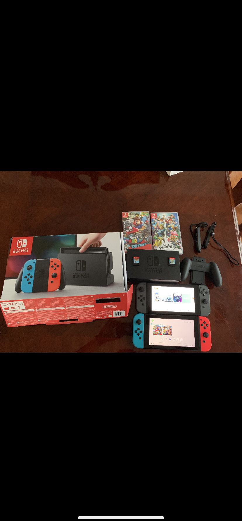 Nintendo switch with 5 games dock and box