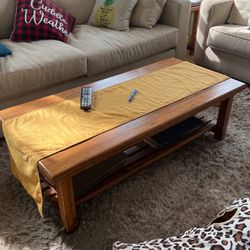 Solid Oak Coffee Table And End Table 