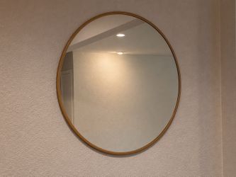 Modern Round Gold Wall Mirror – Large Accent Mirror