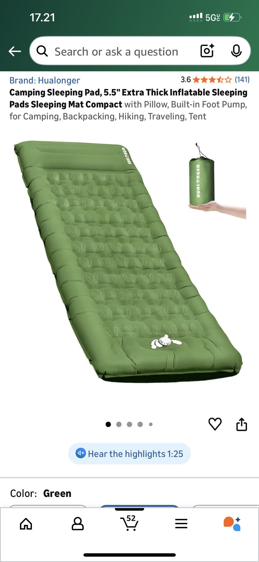 Camping Sleeping Pad, 5.5" Extra Thick Inflatable Sleeping Pads Sleeping Mat Compact with Pillow, Built-in Foot Pump, for Camping, Backpacking, Hiking