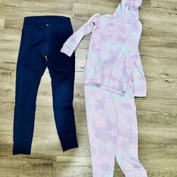 Girls sweat pants and hoodie set with yoga pants with pockets spyder 