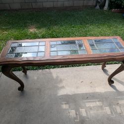 Sofa / Console Wood Table With Glass Top - 58"
