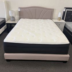 Queen Bed Frame In Beige 