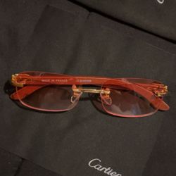 Cartier Sunglasses (Red Lens) (Gold & Wood) 