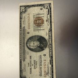 1929 Chicago Illinois National 20$ Note