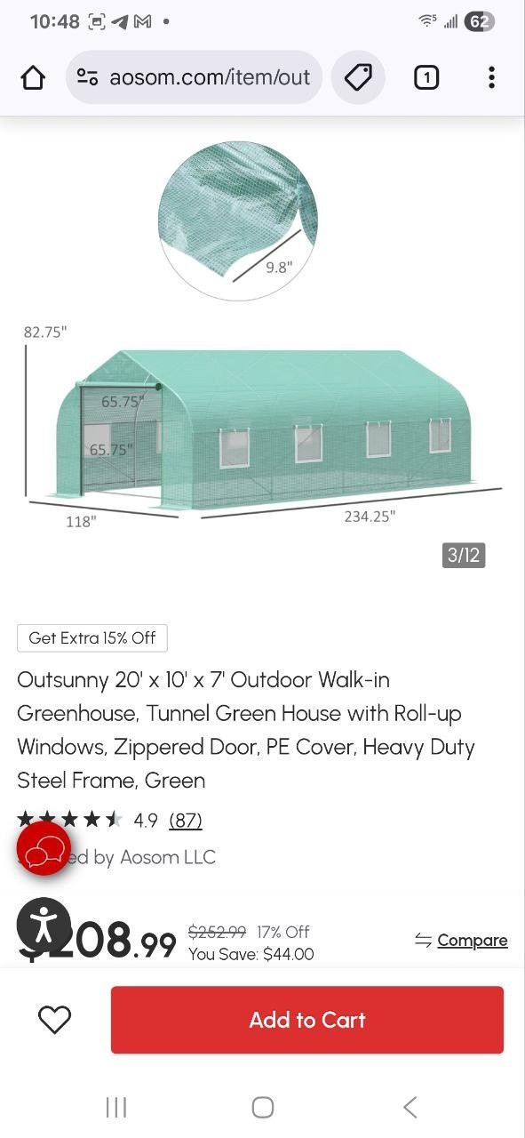 Greenhouse, Tunnel Green House with Roll-up Windows,
