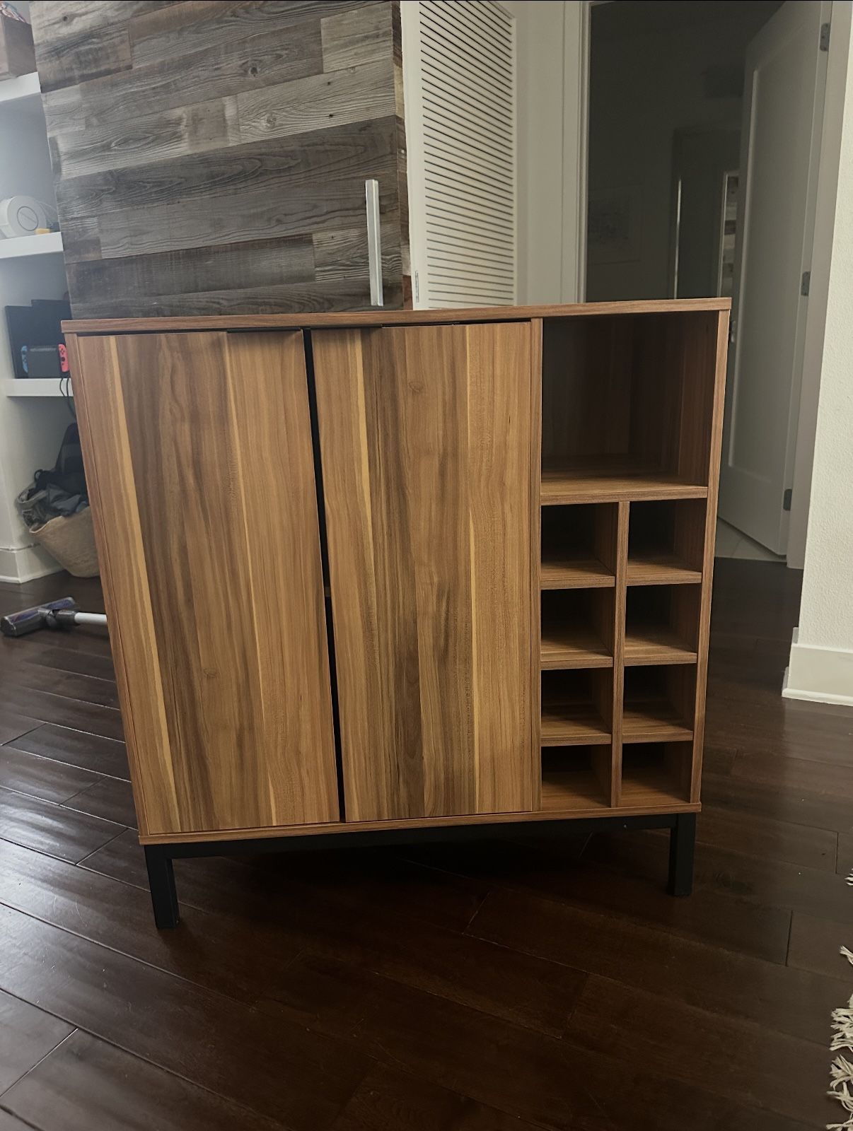 Bar Cabinet With Wine Glass Holder + Bottle Shelves