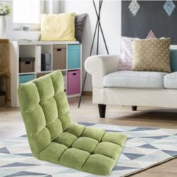 Microfiber Reclining Floor Chair, Gaming Sofa Chair, Adjustable, Cushioned -by Chic Home Design "Daphene" (Green)